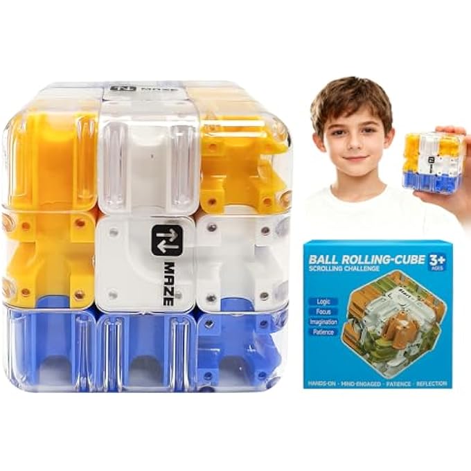 LARGE MAZE 3D PUZZLE MAZE CUBE, 3D LABYRINTH BALL, COMPLEX PUZZLE WITH ROLLING BALLS, BALL MAZE RUBIK'S CUBE TOY, INTERACTIVE CUBE, EDUCATIONAL TOY FOR CLASS PARTIES (C) - Image 1